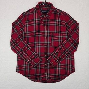 Abercrombie & Fitch Men Soft Flannel Plaid Button Shirt XL Red Classic Casual